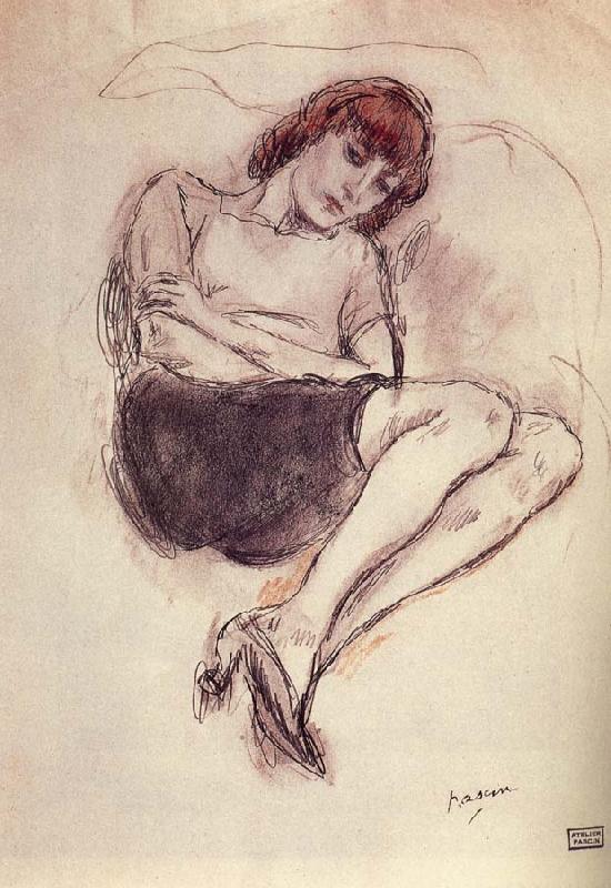 Jules Pascin Aiermila wearing the black dress oil painting image